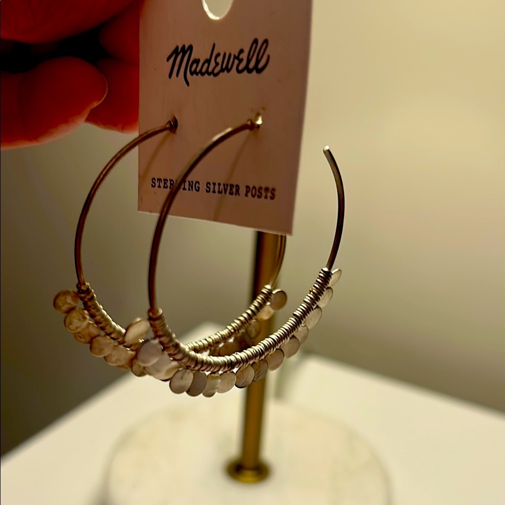NWT Madewell Silver Textured Hoop Earrings